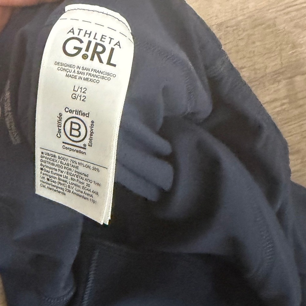 Athleta Girl High Rise Chit Chat Flare Pants Navy Blue Kids Size L 12 Leggings - Picture 5 of 8